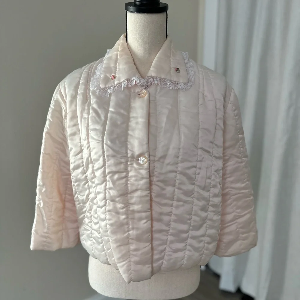 Cropped puff jacket | vintage house coat - Picture 1 of 6
